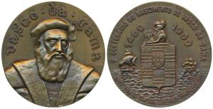500th Anniversary of Vasco Da Gama’s birth in 1969, Bronze Medallion, obv.portrait of Vasc