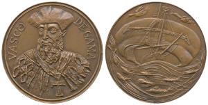 500th Anniversary of Discovery of India, obv. bust of Vasco Da Gama, rev. his sailing ship