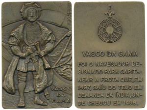 Vasco Da Gama, Small Bronze Medallion, rev. Legend in Portuguese describing his achievemen