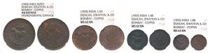 Hyderabad, set of 4 Copper Token (size of 1/8, ¼, ½ & Rupee), Bombay Mint, obv. Greenwood 