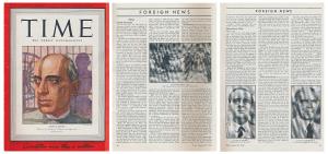 Time Magazine, August 24, 1942, Jawaharlal Nehru, featured on the cover page and caption b