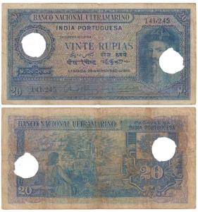 Indo-Portuguese, Vinte / 20 Rupias, 6th issue, 1945, Banco Nacional Ultramarino, (J&R 12.3