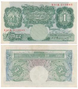 Great Britain, One Pound, 1948, rev. The Bank of England building with St. George slaying 
