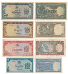 Rhodesia, 1, 2, 5 and 10 Dollars, 1978 & 1979 series. Very Fine+, Rare as a set. (4)
