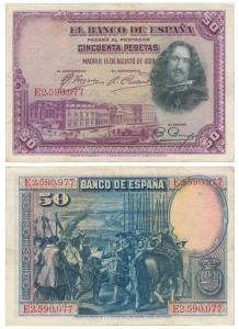 Spain, Cincuenta (50) Pesetas, 1928, Madrid.Very Fine+, Scarce.