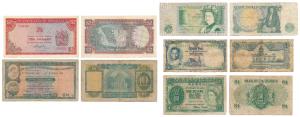 Assorted banknotes, Rhodesia 2 Dollars 1979; Hong Kong 1 Dollar 1959; Hong Kong 10 Dollars