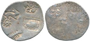 Archaic Punch Marked Coinage, attributed to Magadha Janapada, Silver Karashapana, 3.39g, S