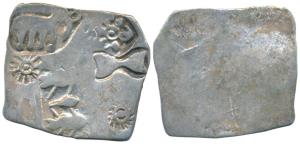Archaic Punch Marked Coinage, attributed to Magadha Janapada, Silver Karashapana, 3.42g, S