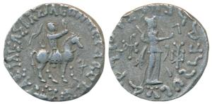 Indo-Scythians, Azes II, Silver Tetradrachm, 9.1g, obv. king mounted on a horse to right, 