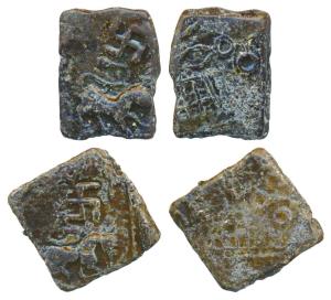 Satavahanas, Sri Satakarni, Copper Unit, 5.30g5.26g, Nasik region, obv. lion walking to ri
