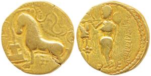 Guptas, Samudragupta (c. 335-380 AD), Gold Dinar, 7.29g, ‘Ashvamedha’ type, obv. Sacrifici