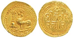 Kadambas of Goa, Anonymous (c. 1000-1100 AD), Gold Gadyana, 3.7g, obv. a typical Kadamba t