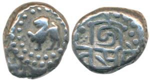 Chowhans of Ranthambhor, Jaitra Simha, Silver Dramma, 4.38 , obv. lion facing to left; rev