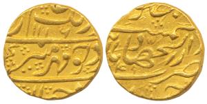 Aurangzeb, Gold Mohur, 10.91g, Dar-ul-Jihad Hyderabad Mint, AH 1116/49, (KM 315.20). Very 