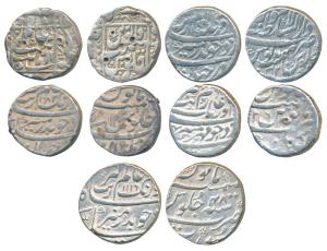 Aurangzeb, Silver Rupee (5), Junagarh/Junagadh Mint, legend within square area; Kabul Mint