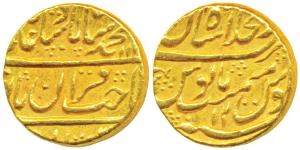 Muhammad Shah, Gold Mohur, 10.89g, Dar-ul-Khilafat Shahjahanabad Mint, AH 114X/12, Sahib-i