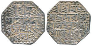 Shiva Simha (SE 1636-1666; 1714-1744 AD), Silver Rupee, 11.21g, with no name of the queen 