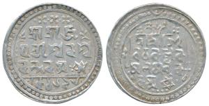 Chattar Simha (SE 1692-1704; 1770-1782 AD) Silver Rupee, 9.48g, SE 1696, obv. Sri Sri Si/v