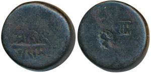 Anonymous Issue, Copper Kachcha Paisa, 15.89g, obv. two punches one with Ram incused the o