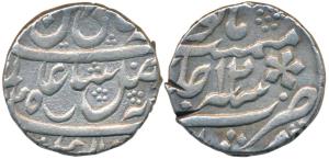 Murshidabad Mint, Silver Rupee, 11.6, struck at Chandernagar, dot above ZA of zarb, AH 118