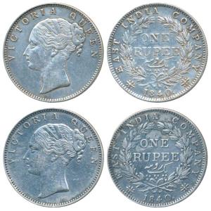 Victoria Queen, Silver Rupee, 1840, continuous legend, Calcutta Mint, English Head, Rev. I