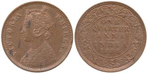 Victoria Empress, Copper ¼ Anna, 1886, Bombay Mint (Prid 641). Extremely Fine.