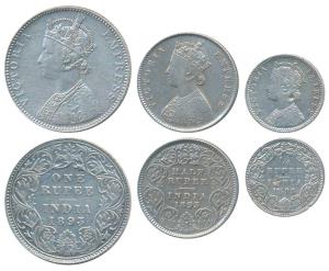 Victoria Empress, Silver Rupee, ½¼, 1893, Bombay Mint, C2 / I / B incuse, (Prid 182); Calc