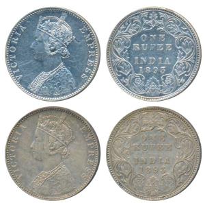 Victoria Empress, Silver Rupee, 1893, Bombay Mint, C2 / I / B incuse, (Prid 182). Very Fin
