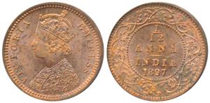 Victoria Empress, Copper 1/12 Anna, 1897. Uncirculated.