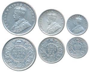 George V, Silver Rupee, ½¼, 1919, Bombay Mint. About Very Fine to Very Fine+. (3)