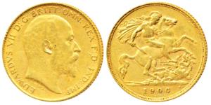 Great Britain, Edward VII, Gold ½ Sovereign, 4g, 1906 (KM 804). Very Fine.