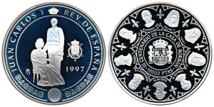Spain, Juan Carlos I, Silver 10,000 Pesetas, 168.75g, obv. the king Juan Carlos standing w