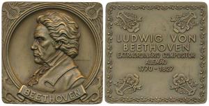 Beethoven (1770-1827), German Composer and Pianist, Bronze Square Medallion, rev. his year