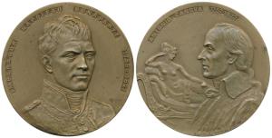 Napoleon, Bronze Medal, 1829, obv. bust of Napoleon, rev. portrait of Antonio Canova (an I