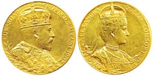 Edward VII Coronation, Gold Medal, 17.26g, 9th August 1902, obv. Crowned bust of Edward VI