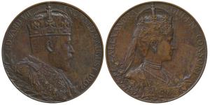 Edward VII Coronation Medal, Bronze, obv. bust of the Emperor to right, rev. bust of Queen