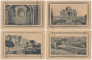 Set of 10 View Cards, Simla (1), Delhi (9), such as the Interior of the Deewane Khas Fort,
