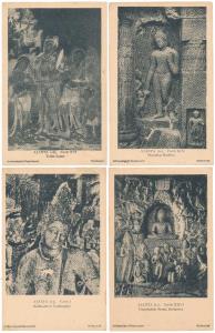 Set of 20 Ajanta View Cards, all different views of the Ajanta Caves with photographs of s