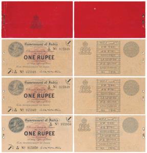 George V, Rupee 1, partial Booklet, 1st issue, 1917, signed A. C. McWatters, a booklet wit