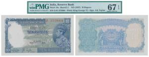 George VI, Rupees 10, 1st issue, 1938, signed J. B. Taylor, Prefix G (J&R 4.5.1). Graded b