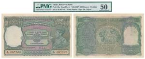 George VI, Rupees 100, 1938, Bombay, signed J. B. Taylor, (J&R 4.7.1A). Graded by PMG 50 A