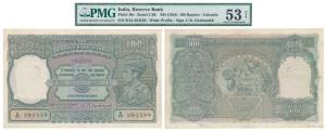 George VI, Rupees 100, 1938, Calcutta, signed C. D. Deshmukh (J&R 4.7.2B). Graded by PMG 5