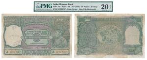George VI, Rupees 100, 1944, Bombay, signed C. D. Deshmukh, front facing watermark, serial