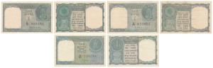 Rupee 1, 1949, signed K. R. K. Menon; 1950, signed K. G. Ambegaonkar; 1951, K. G. Ambegaon