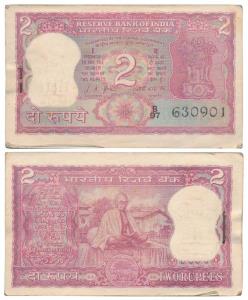 Rupees 2 bundle, 1969, signed L. K. Jha, featuring Mahatma Gandhion the rev. (J&R 6.2.7.1)