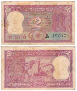 Rupees2 bundle, 1969, signed L. K. Jha, featuring Mahatma Gandhion the rev., characterised