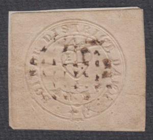 1852 ScindeDawk ½a white, cut square with wide margins on all sides, with scarce circle of