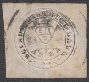 1852 ScindeDawk ½a white cut square, margins all around with superb complete Type F small 