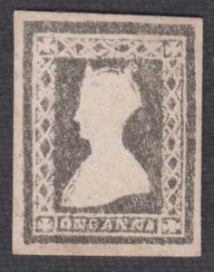 1922 1a Queen with Gothic Crown Essay, photogravure reprint of 1853 Calcutta Mint, in blac
