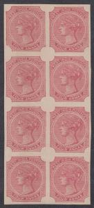 1866 Essay of QV, 4a, WEST INDIA POSTAGE, "WEST INDIA POSTAGE" imperf marginal blk/8, fine